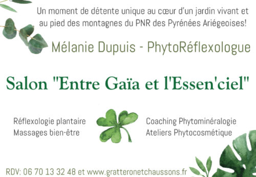 GC - Affiche Poster melanie dupuis - entre gaia et l'essenciel - reflexologie et massages