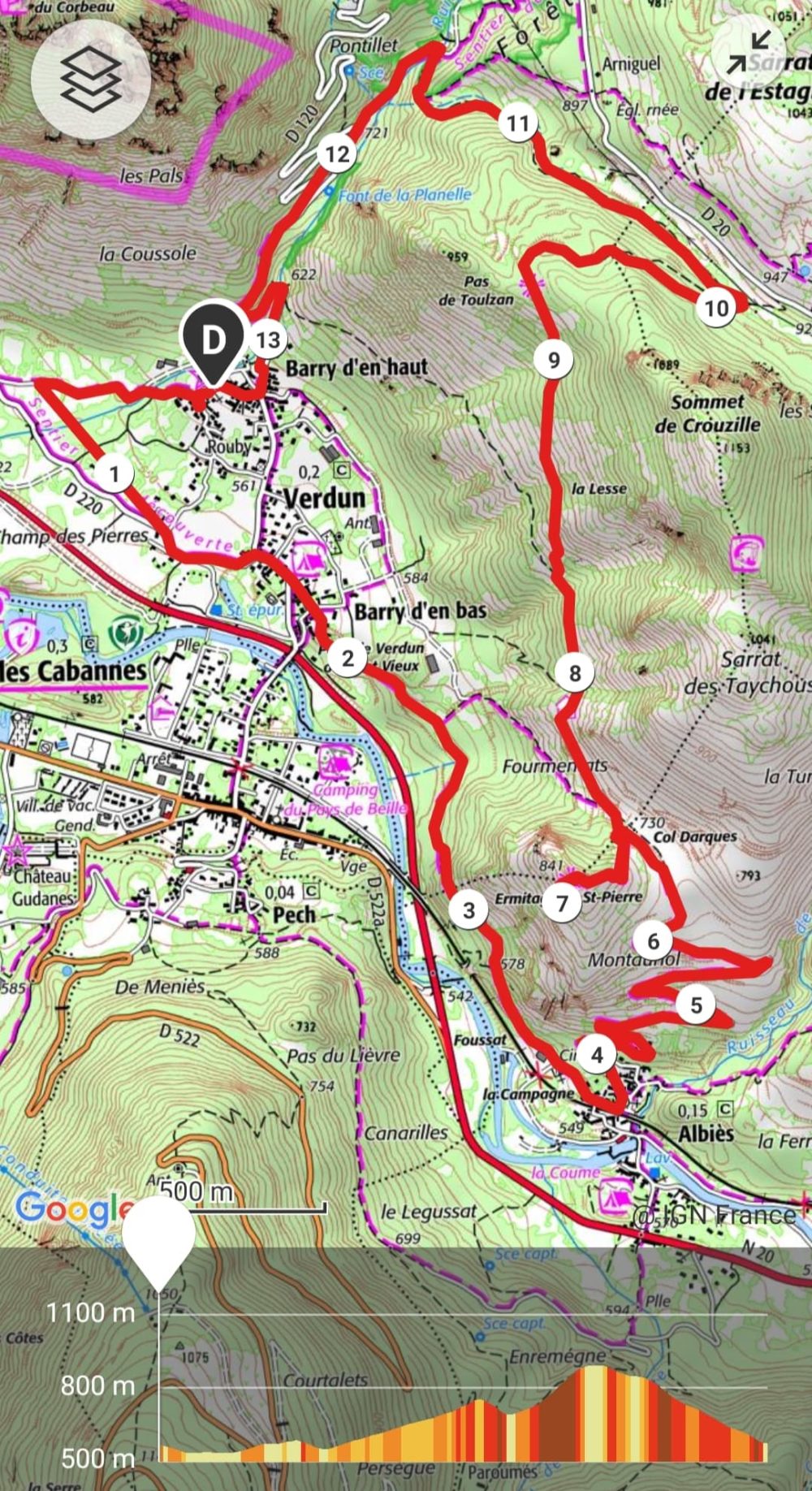 GC - trail randonnée ermitage saint pierre, pas de toulzan, haute ariege - mars 2021 trace