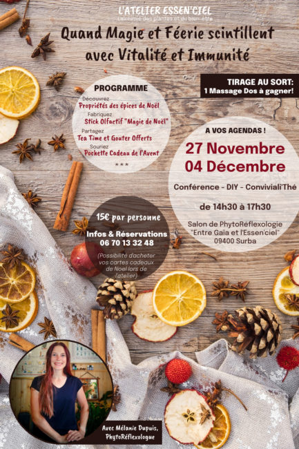 Affiche atelier essenciel Mélanie Dupuis noel 2022