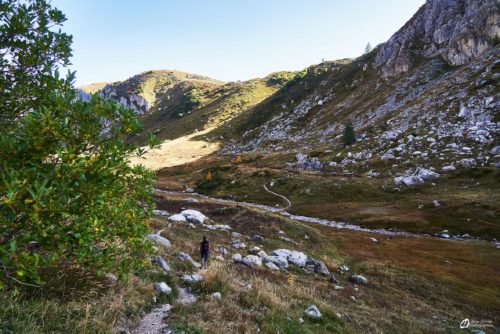 Le sentier cairné après la piste - Octobre 2023